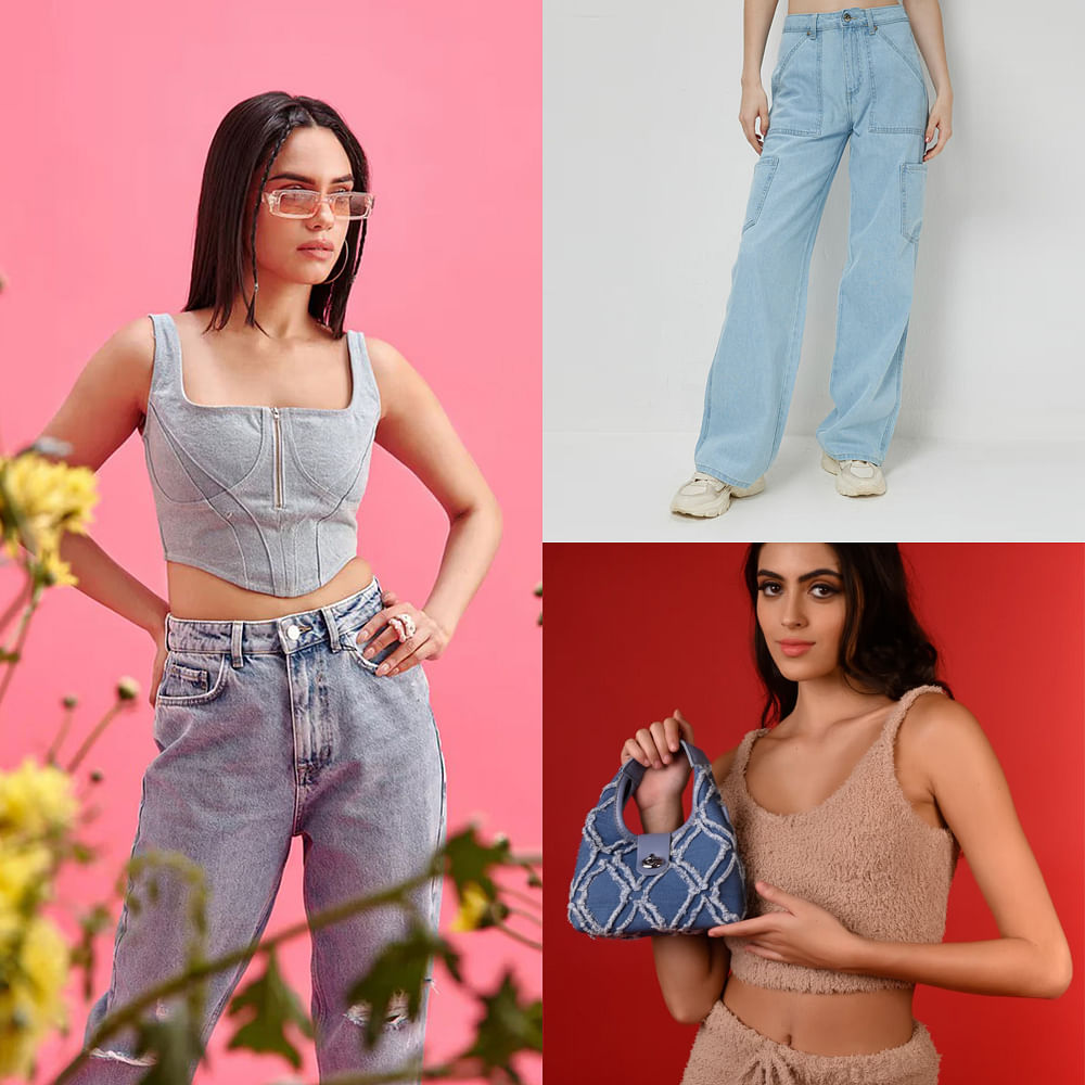 A Gen-Z fashion influencer in a Y2K-inspired outfit featuring cargo pants and a cropped corset top.