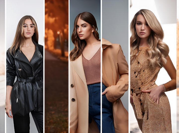 A collage of season-specific date night outfits, showcasing the perfect ensemble for each weather condition - the pink story