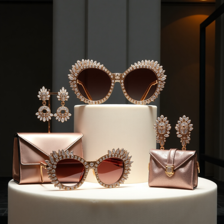 A glamorous showcase of oversized sunglasses, bold jewelry, and statement bags from Fashion Week 2025. The Pink Story spotlights accessory trends.